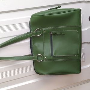 Green Leather laptop bag